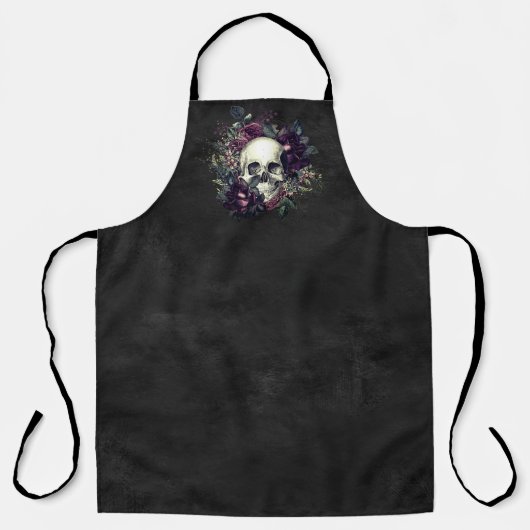 Gothic Glam | SCHÜRZE | Schädel und Rose (Vorderseite)