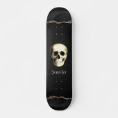 Gothic Glam Skull Black Wassercolor Personalisiert Skateboard (Vorne)