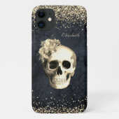 Gothic Glam Skull Gold Glitzer Case-Mate iPhone Hülle (Rückseite)