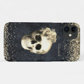 Gothic Glam Skull Gold Glitzer Case-Mate iPhone Hülle (Rückseite (Horizontal))