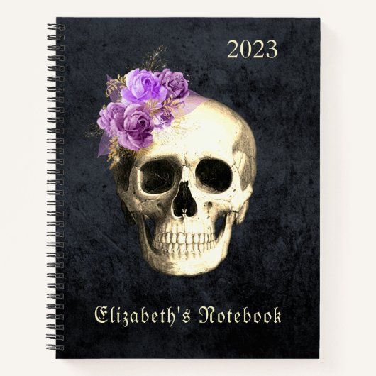 Gothic Glam Skull Lila Rose Personalisiert Notizblock (Vorderseite)