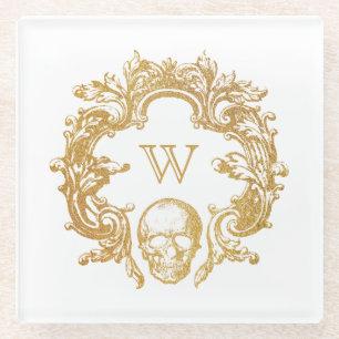 Gothic Glam Untersetzer aus Glas weiß