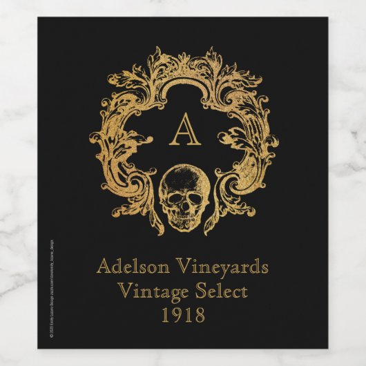 Gothic Glam | Weinetikett | Schwarz (Einzelnes Label)