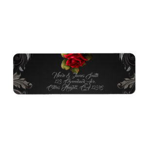 Gothic Glamour Rote Rose Schwarze Ornamente Glam