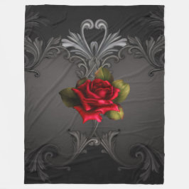 Gothic Glamour Rote Rose Schwarzer Zierfilm Fleecedecke