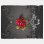 Gothic Glamour Rote Rose Schwarzer Zierfilm Fleecedecke (Vorderseite (Horizontal))