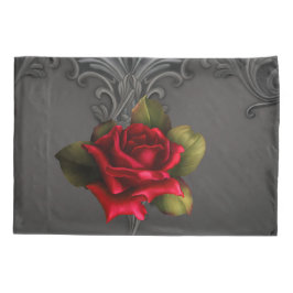 Gothic Glamour Rote Rose Schwarzer Zierfilm Kissenbezug