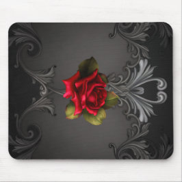 Gothic Glamour Rote Rose Schwarzer Zierfilm Mousepad