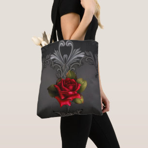 Gothic Glamour Rote Rose Schwarzer Zierfilm Tasche