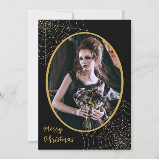 Gothic Glitzer Spider Web Frohe Weihnachten 1 Foto (Vorderseite)