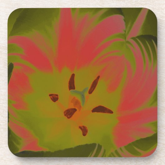 Gothic Gloomy Red Tulip Cork Untersetzer (Vorderseite)