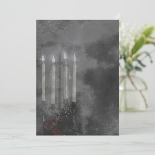Gothic Glow Candle Light Rose Hochzeit Set Einladung (Stehend Vorderseite)