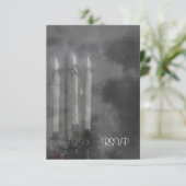Gothic Glow Candle Light Rose Hochzeit Set RSVP Karte (Stehend Vorderseite)