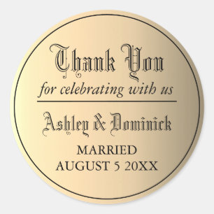 Gothic Gold Danke Gastgeschenk Hochzeit Runder Aufkleber