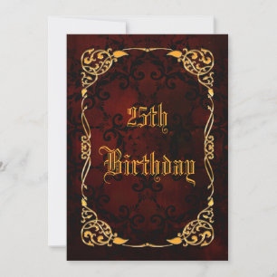 Gothic Gold Gerahmt 25. Geburtstag Einladung
