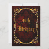 Gothic Gold Gerahmt 40. Geburtstag Einladung (Vorderseite)