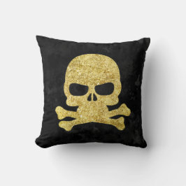 Gothic Gold Imitats Glitzer Skull & Cross Bones Kissen