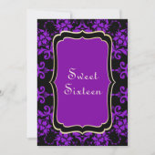 Gothic Gold & Lilac Damask Einladung (Vorderseite)