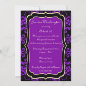 Gothic Gold & Lilac Damask Einladung (Rückseite)