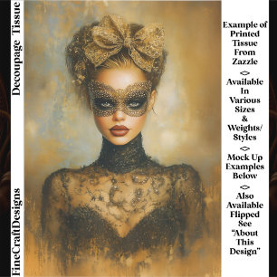 Gothic Gold Masquerade Frau, Maske ER2R Decoupage Seidenpapier