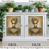 Gothic Gold Masquerade Woman, Mask ER2R Decoupage Seidenpapier