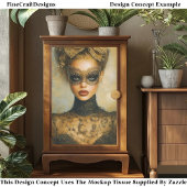 Gothic Gold Masquerade Woman, Mask ER2R Decoupage Seidenpapier