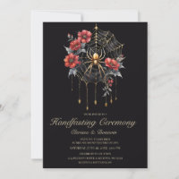 Gothic Gold & Roter Spinnen-Blumennetz-Handfasting