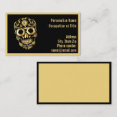 Gothic Gold Skeleton Skull on Black Visitenkarte (Vorne/Hinten)