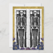 Gothic Gold Skeleton Spooky Halloween-Party Einladung (Vorderseite)