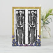 Gothic Gold Skeleton Spooky Halloween-Party Einladung (Stehend Vorderseite)