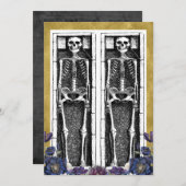Gothic Gold Skeleton Spooky Halloween-Party Einladung (Vorne/Hinten)