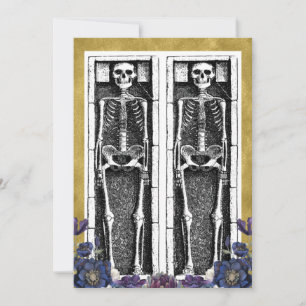 Gothic Gold Skelett Gruselige Halloween-Party Einladung