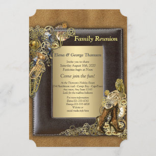 Gothic - Gold Steampunk Family Wiedersehen Einladung