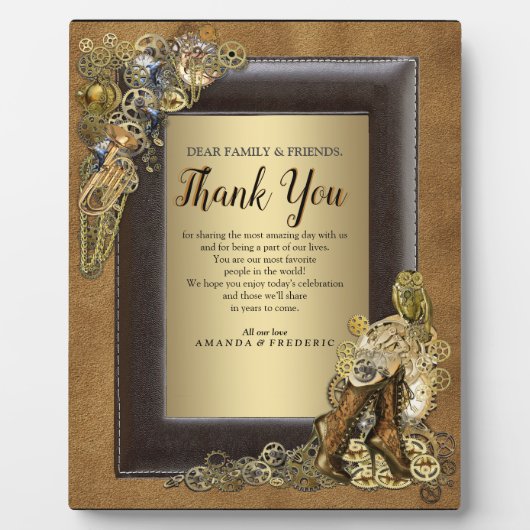 Gothic-Gold-Steampunk-Hochzeit auf Wildleder Fotoplatte (Vorderseite)