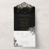 Gothic Gold und Black Floral String Lights Hochzei All In One Einladung (Innen Boden)