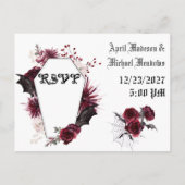 Gothic Goth Bats Dunkle Einladung Hochzeit RSVP (Rückseite)