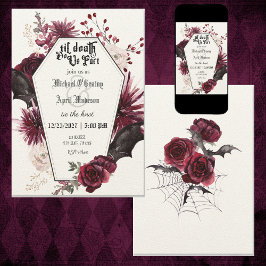 Gothic Goth Dark Bats Hochzeitseinladung Einladung