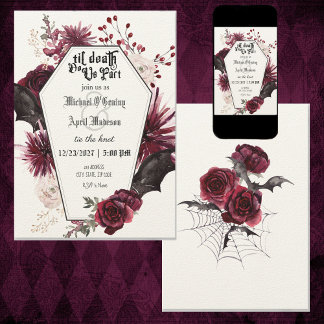Gothic Goth Dark Bats Hochzeitseinladung Einladung