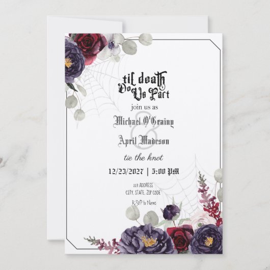 Gothic Goth Dark Wedding Einladung (Vorderseite)