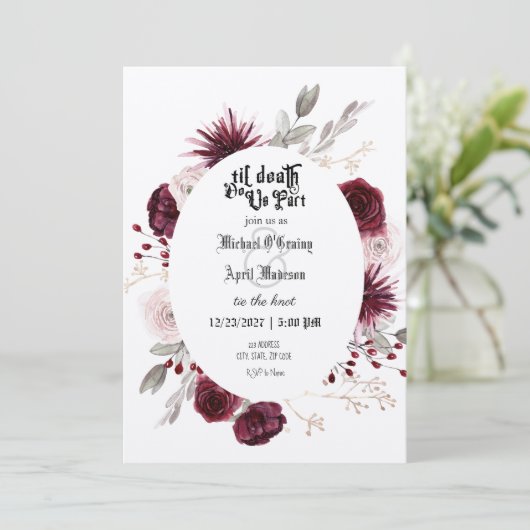 Gothic Goth Dark Wedding Einladung (Stehend Vorderseite)