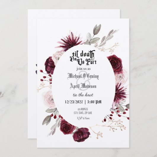 Gothic Goth Dark Wedding Einladung (Vorne/Hinten)