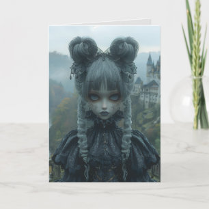 Gothic Goth Girl HELLO Grußkarte Karte