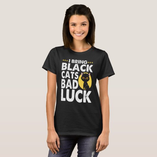 Gothic Goth I Bring Black Cats Bad Luck T-Shirt (Vorne ganz)
