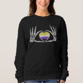 Gothic Goth Skeleton Non Binary LGBTQ Halloween Co Sweatshirt (Vorderseite)