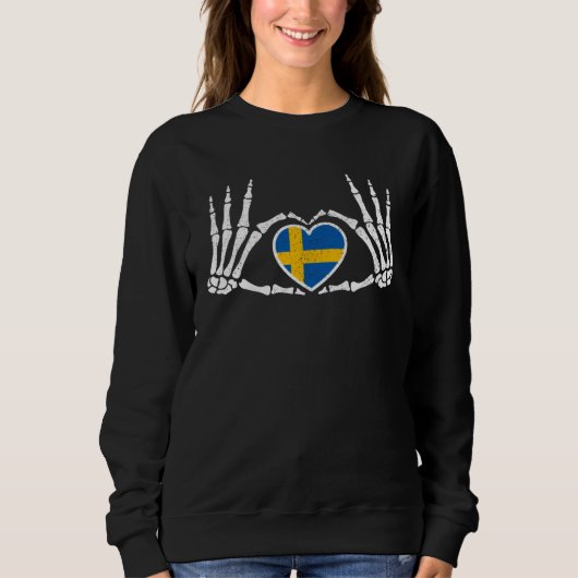 Gothic Goth Skeleton Sweden Swedish Halloween Cost Sweatshirt (Vorderseite)