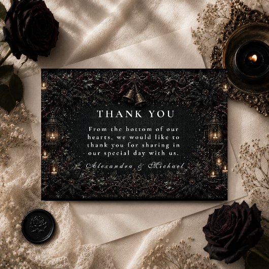 Gothic Gotische Winterhochzeit Dankeskarte