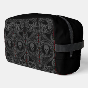 Gothic-Grau-Ornament mit Totenkopf Waschbeutel