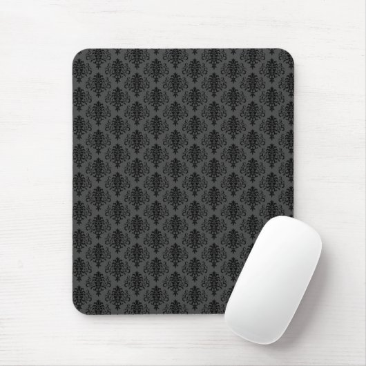 Gothic Grau Schwarz Damastmuster Mousepad (Mit Mouse)
