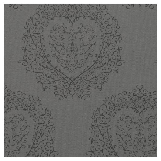 Gothic Graues Schwarzes Herz Stoff (Nahaufnahme)
