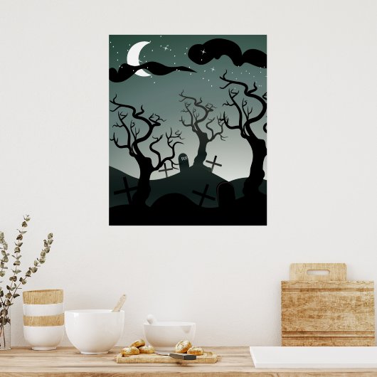 Gothic Graveyard Bäume Poster (Küche)